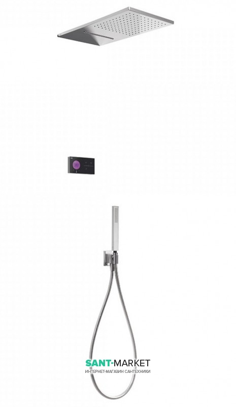 Электронная душевая система скрытого монтажа Tres Shower Technology с термостатом хром/черный 09288308