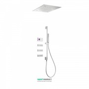 Електронна душова система прихованого монтажу Tres Shower Technology з термостатом і бічними форсунками хром/білий 09286309