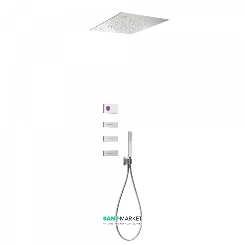 Електронна душова система прихованого монтажу Tres Shower Technology з термостатом і бічними форсунками хром/білий 09286310