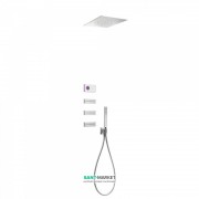 Електронна душова система прихованого монтажу Tres Shower Technology з термостатом і бічними форсунками хром/білий 09286313
