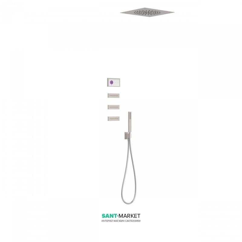 Електронна душова система прихованого монтажу Tres Shower Technology з термостатом і бічними форсунками сталь/білий 09286313AC