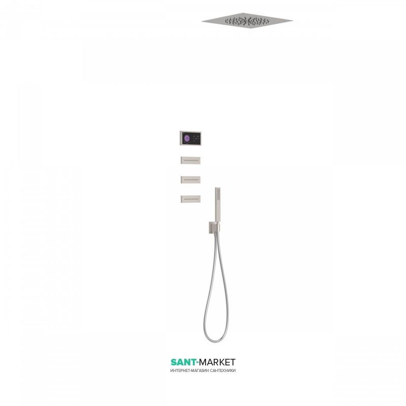 Електронна душова система прихованого монтажу Tres Shower Technology з термостатом і бічними форсунками сталь/чорний 09288313AC