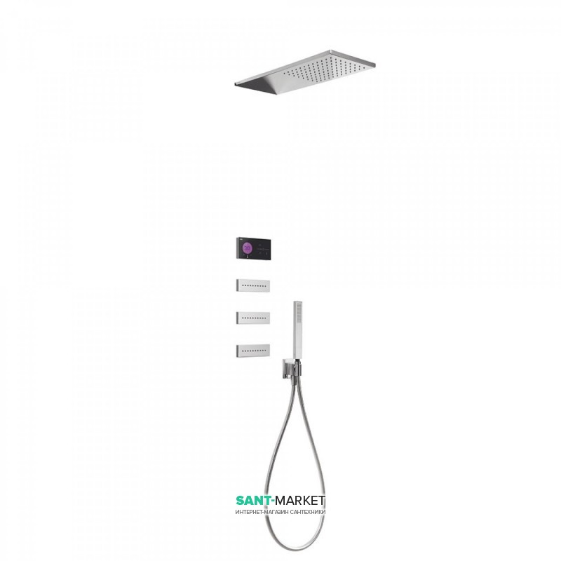 Електронна душова система прихованого монтажу Tres Shower Technology з термостатом і бічними форсунками хром/чорний 09288314