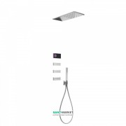 Електронна душова система прихованого монтажу Tres Shower Technology з термостатом і бічними форсунками хром/чорний 09288314