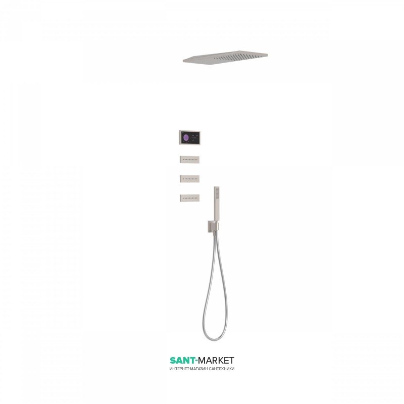 Електронна душова система прихованого монтажу Tres Shower Technology з термостатом і бічними форсунками сталь/чорний 09288314AC