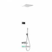 Электронная душевая система скрытого монтажа Tres Shower Technology с термостатом и каскадным изливом хром/черный 09288315
