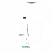 Електронна душова система прихованого монтажу Tres Shower Technology з термостатом і каскадним виливом сталь/чорний 09288315AC