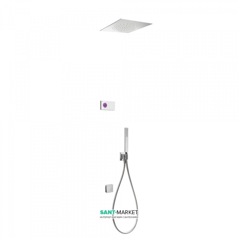 Електронна душова система прихованого монтажу Tres Shower Technology з термостатом і наповнювальним клапаном хром/білий 09286317