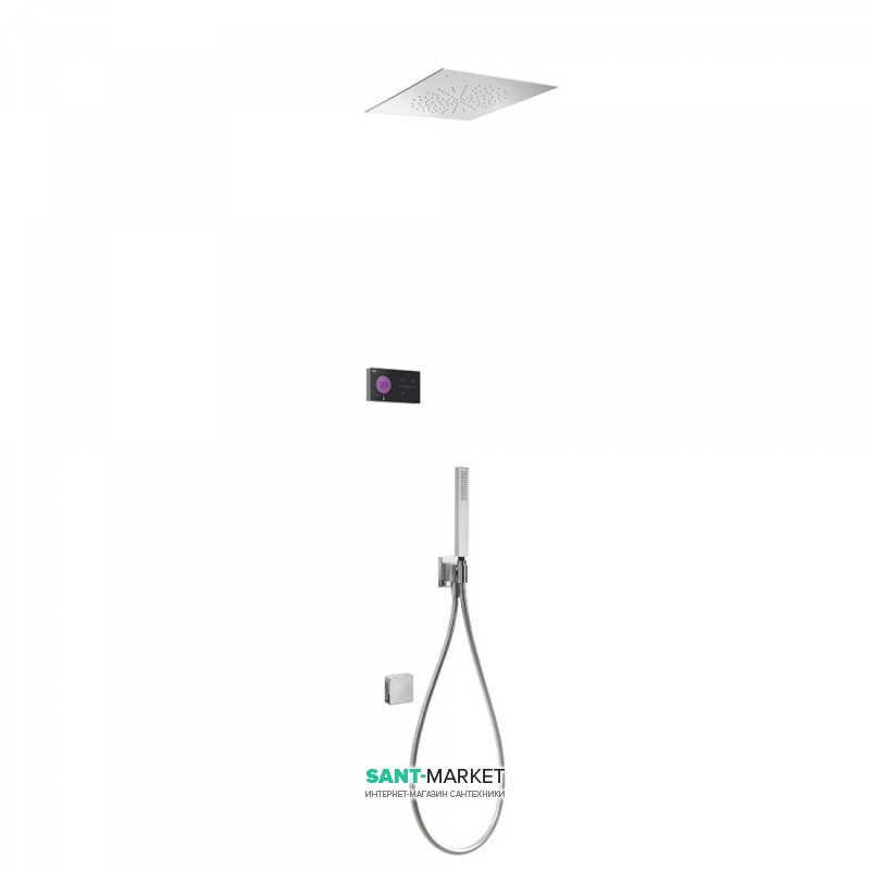 Електронна душова система прихованого монтажу Tres Shower Technology з термостатом і наповнювальним клапаном хром/чорний 09288317