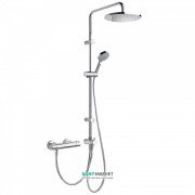 Душова стійка Tres Eco-Term термостатична з верхнім і ручним душем хром 190387