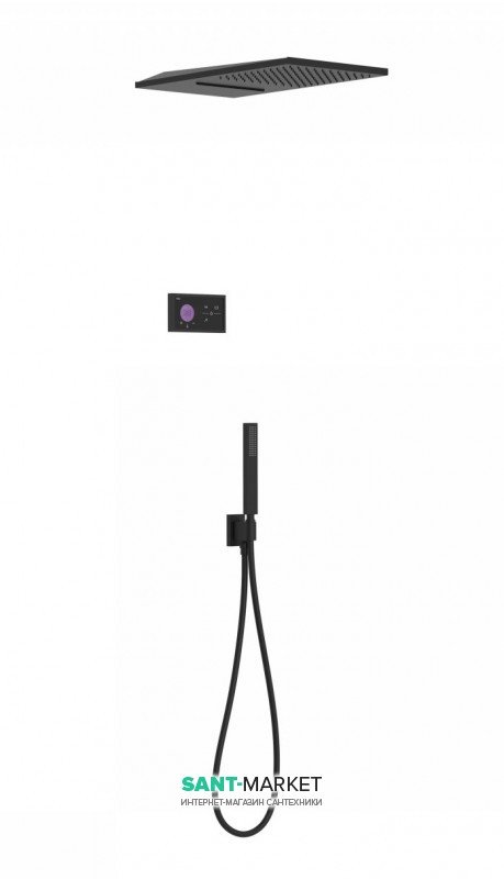 Электронная душевая система скрытого монтажа Tres Shower Technology с термостатом черный матовый/черный 09288308NM