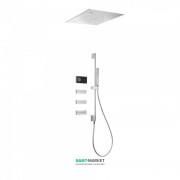 Электронная душевая система скрытого монтажа Tres Shower Technology с термостатом и боковыми форсунками хром/черный 09288309