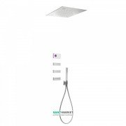 Электронная душевая система скрытого монтажа Tres Shower Technology с термостатом и боковыми форсунками хром/белый 09286310