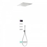 Электронная душевая система скрытого монтажа Tres Shower Technology с термостатом и боковыми форсунками хром/черный 09288310