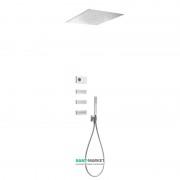 Электронная душевая система скрытого монтажа Tres Shower Technology с термостатом и боковыми форсунками белый матовый/белый 09286312BM