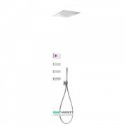 Электронная душевая система скрытого монтажа Tres Shower Technology с термостатом и боковыми форсунками хром/белый 09286313