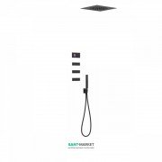 Электронная душевая система скрытого монтажа Tres Shower Technology с термостатом и боковыми форсунками черный матовый/черный 09288313NM