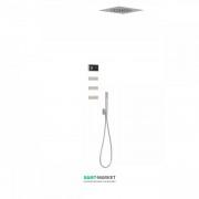 Электронная душевая система скрытого монтажа Tres Shower Technology с термостатом и боковыми форсунками сталь/черный 09288313AC