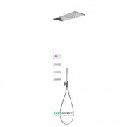 Электронная душевая система скрытого монтажа Tres Shower Technology с термостатом и боковыми форсунками хром/белый 09286314