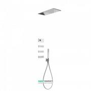 Электронная душевая система скрытого монтажа Tres Shower Technology с термостатом и боковыми форсунками хром/белый 09286314
