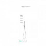 Электронная душевая система скрытого монтажа Tres Shower Technology с термостатом и боковыми форсунками белый матовый/белый 09286314BM