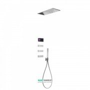Электронная душевая система скрытого монтажа Tres Shower Technology с термостатом и боковыми форсунками хром/черный 09288314