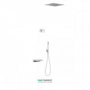 Электронная душевая система скрытого монтажа Tres Shower Technology с термостатом и каскадным изливом белый матовый/белый 09286315BM