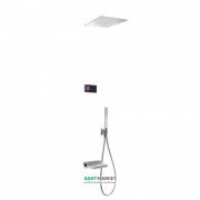 Електронна душова система прихованого монтажу Tres Shower Technology з термостатом і каскадним виливом хром/чорний 09288315