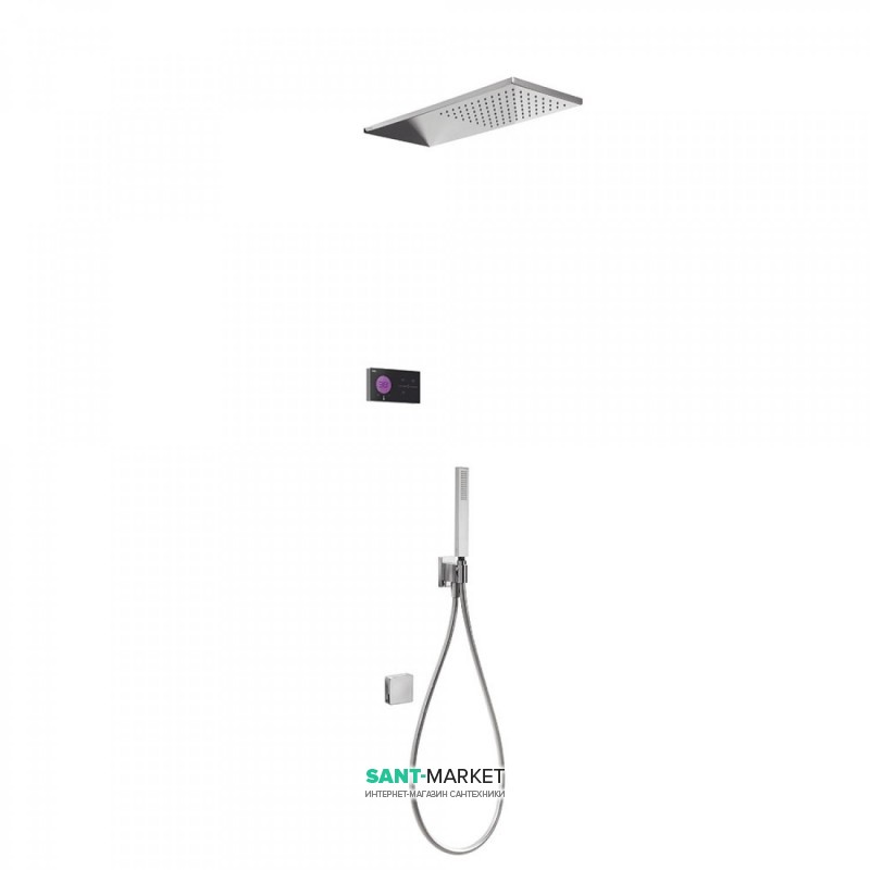 Електронна душова система прихованого монтажу Tres Shower Technology з термостатом і наповнювальним клапаном хром/чорний 09288318