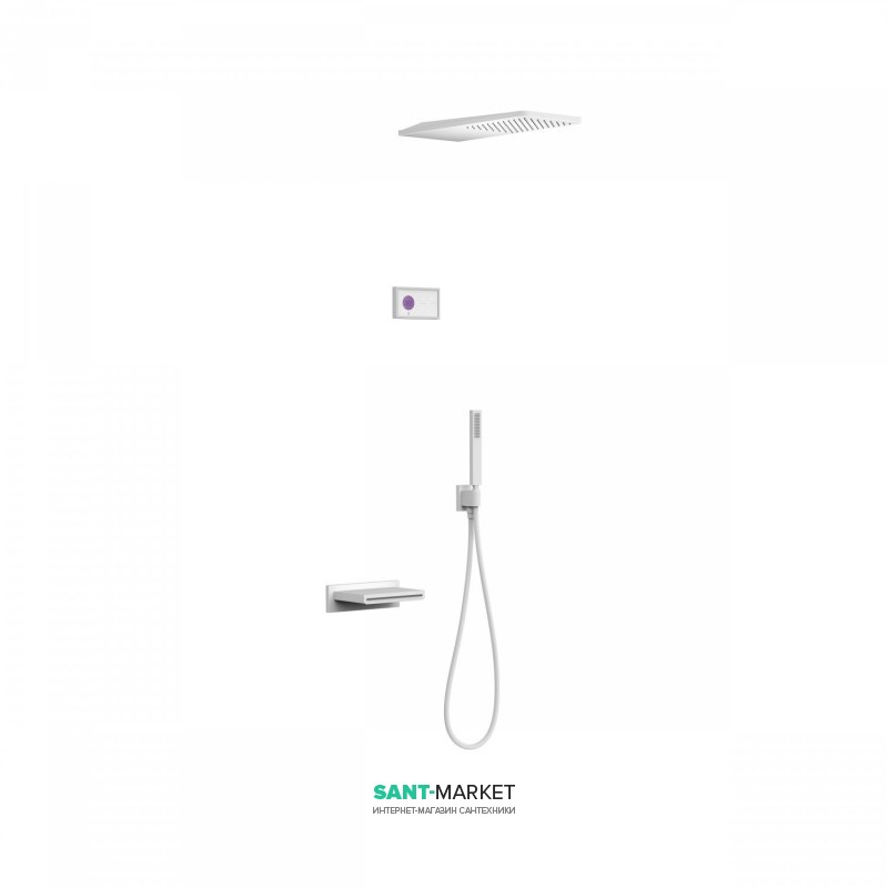 Електронна душова система прихованого монтажу Tres Shower Technology з термостатом і каскадним виливом білий матовий/білий 09286319BM