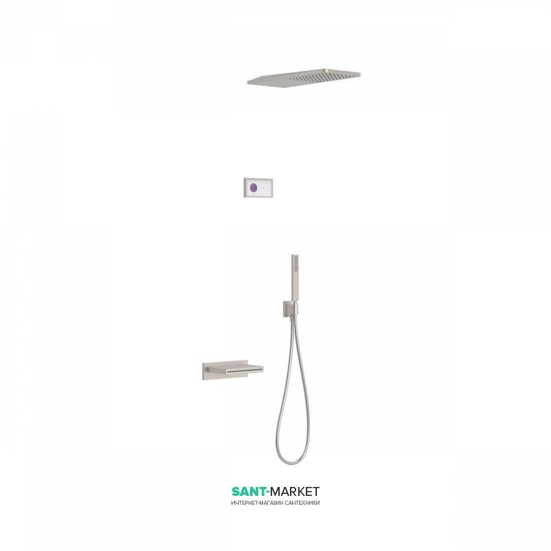 Електронна душова система прихованого монтажу Tres Shower Technology з термостатом і каскадним виливом сталь/білий 09286319AC