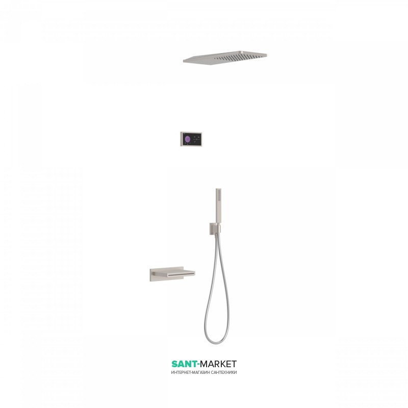 Электронная душевая система скрытого монтажа Tres Shower Technology с термостатом и каскадным изливом сталь/черный 09288319AC