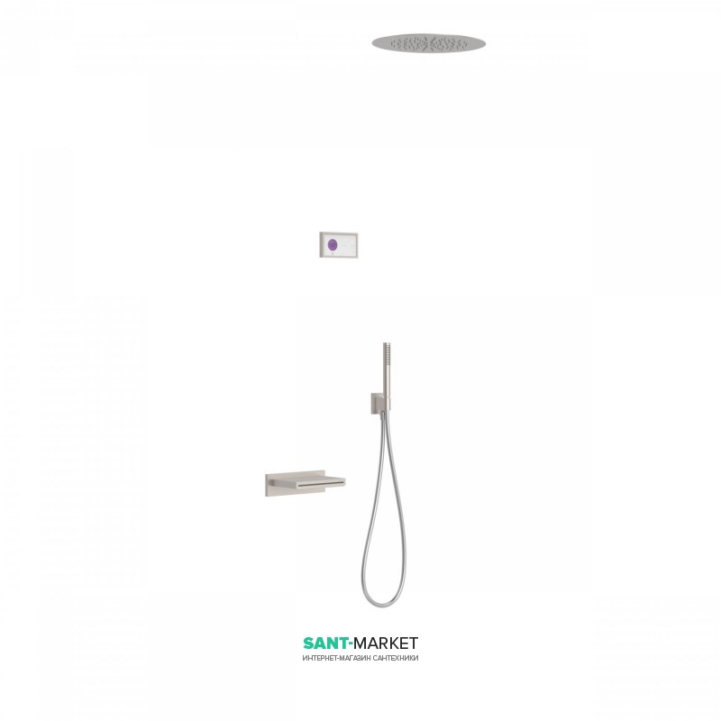 Электронная душевая система скрытого монтажа Tres Shower Technology с термостатом и каскадным изливом сталь/белый 09286320AC