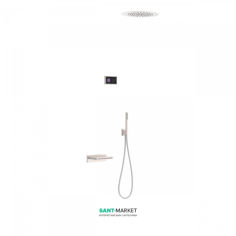 Электронная душевая система скрытого монтажа Tres Shower Technology с термостатом и каскадным изливом сталь/черный 09288320AC