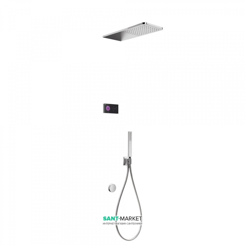 Электронная душевая система скрытого монтажа Tres Shower Technology с термостатом хром/черный 09288321