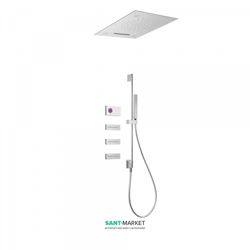 Електронна душова система прихованого монтажу Tres Shower Technology хромотерапія з термостатом хром/білий 09286401