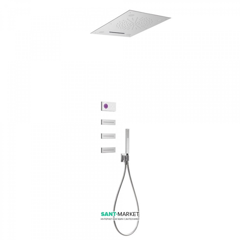 Електронна душова система прихованого монтажу Tres Shower Technology хромотерапія з термостатом хром/білий 09286402