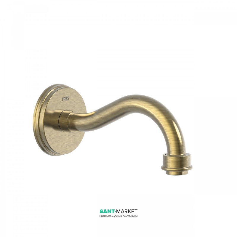 Излив для смесителя Tres Tres-Clasic настенный 165 мм состаренная латунь 24217302LV