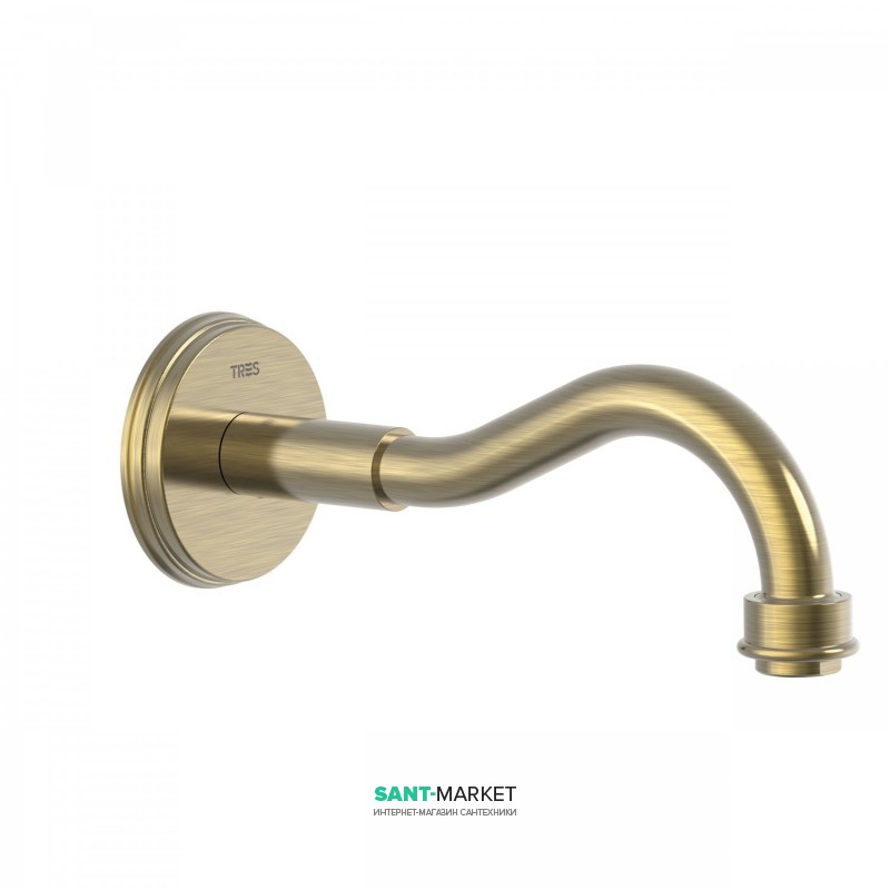 Излив для смесителя Tres Tres-Clasic настенный 210 мм состаренная латунь 24217301LV
