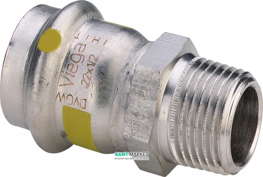 Соединительный элемент Viega Sanpress Inox G 0211 с SC‑Contur 22хR¾ нержавеющая сталь 486754