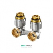 Угловой запорно-присоединительный узел Oventrop Multiflex F ZB 1/2 НР x 3/4 НР  хром 1015884