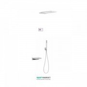 Электронная душевая система скрытого монтажа Tres Shower Technology с термостатом и каскадным изливом белый матовый/белый 09286319BM