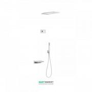 Электронная душевая система скрытого монтажа Tres Shower Technology с термостатом и каскадным изливом белый матовый/белый 09286319BM