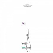 Электронная душевая система скрытого монтажа Tres Shower Technology с термостатом и каскадным изливом хром/белый 09286320