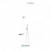 Электронная душевая система скрытого монтажа Tres Shower Technology с термостатом и каскадным изливом белый матовый/белый 09286320BM