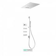 Электронная душевая система скрытого монтажа Tres Shower Technology с термостатом и штангой хром/белый 09286403