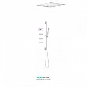 Электронная душевая система скрытого монтажа Tres Shower Technology с термостатом и штангой белый матовый/белый 09286403BM