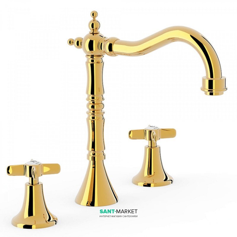 Смеситель для раковины Tres Tres-Clasic color двухвентильный золото 24210501OR