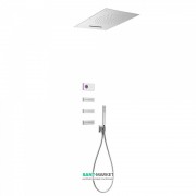 Электронная душевая система скрытого монтажа Tres Shower Technology с термостатом и боковыми форсунками хром/белый 09286404