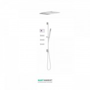 Электронная душевая система скрытого монтажа Tres Shower Technology с термостатом и штангой белый матовый/белый 09286407BM